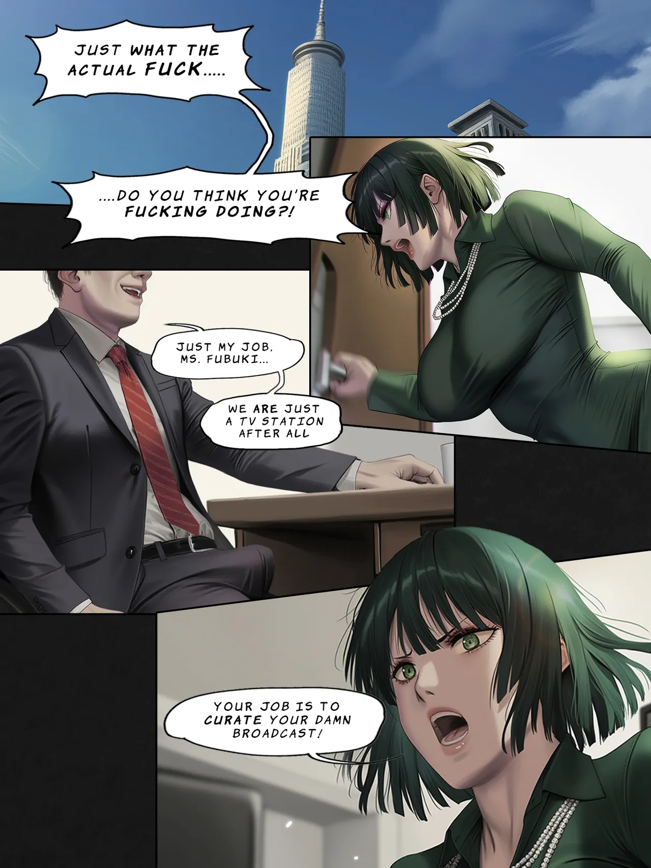 [Ongoing/WIP]Humanity's Last Broadcast - A Tatsumaki Doujin[FEFanatica/AI-Assisted] [AI Generated] Page 4