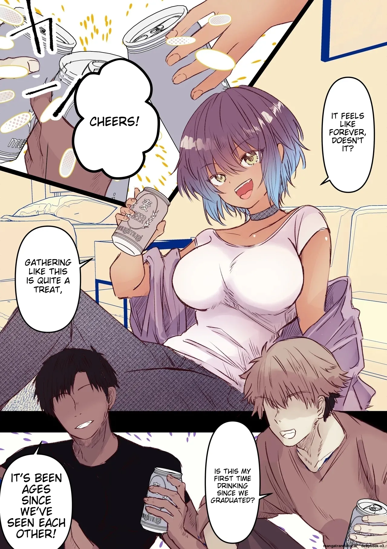 (AI Translation)[Marinemate]Boyish de Kyonyuu na Kanojo ga Mukashi no Otoko Tomodachi to Nomikai ni Itta Kiri Page 2