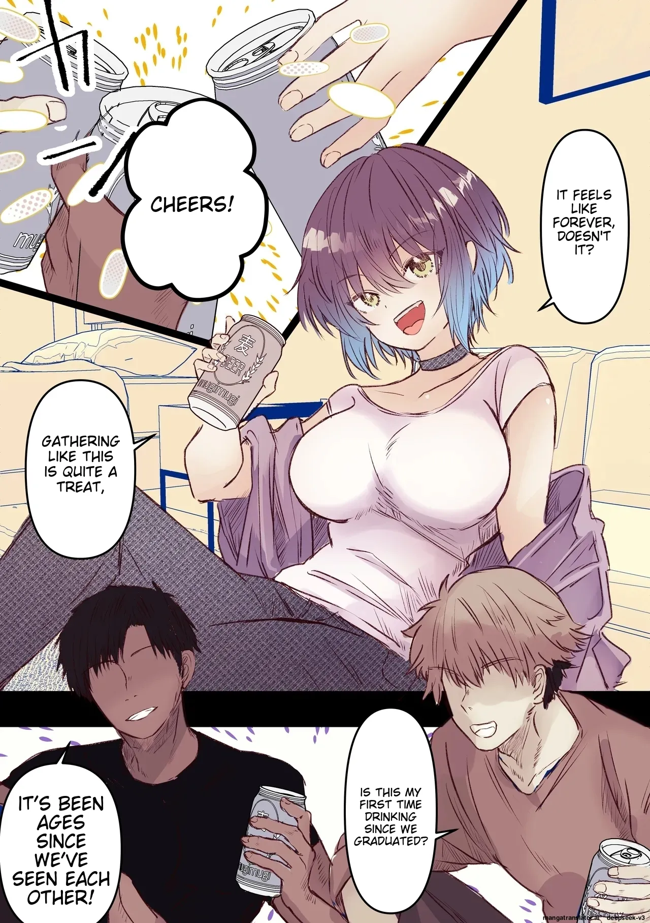 (AI Translation)[Marinemate]Boyish de Kyonyuu na Kanojo ga Mukashi no Otoko Tomodachi to Nomikai ni Itta Kiri Page 49