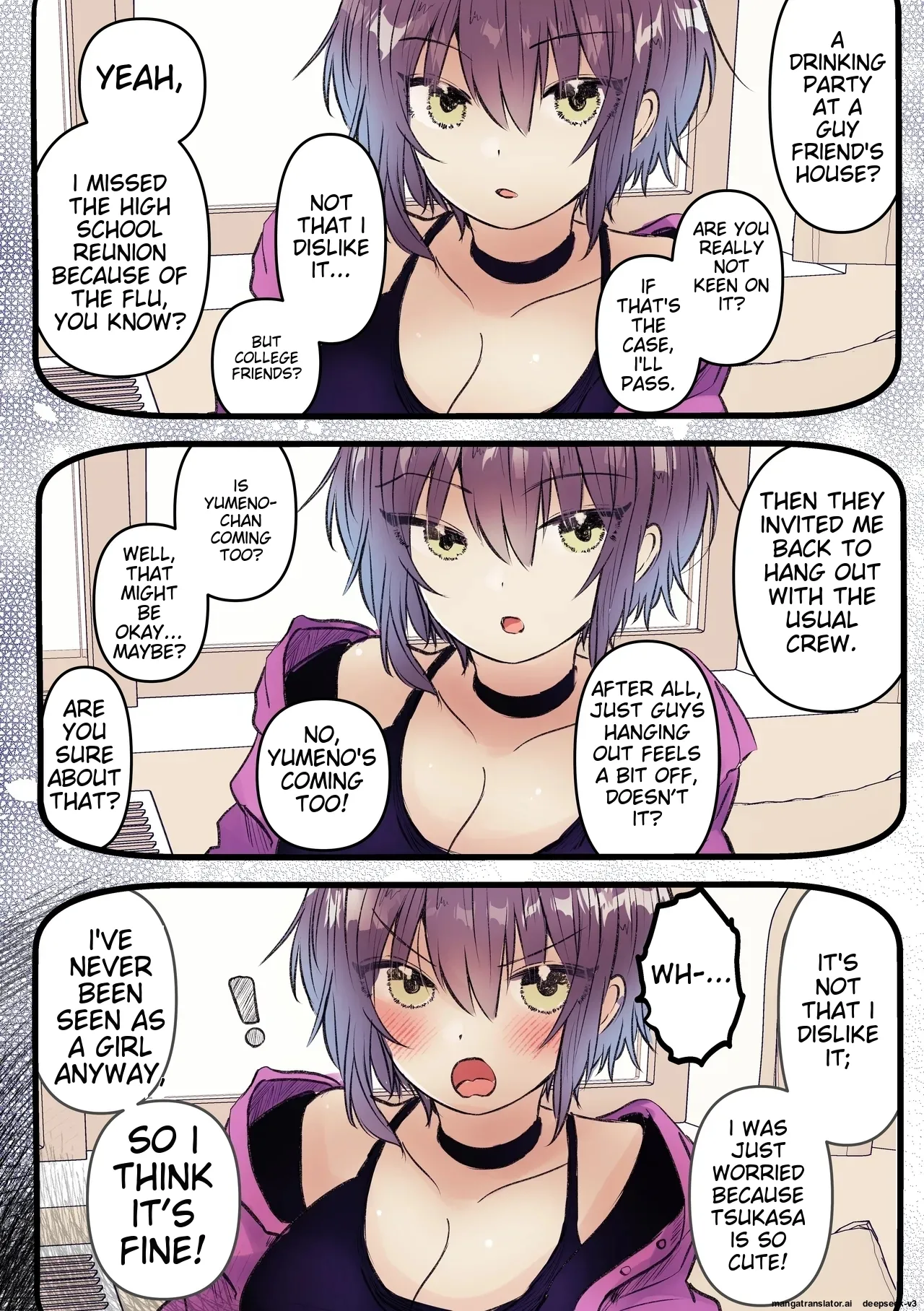 (AI Translation)[Marinemate]Boyish de Kyonyuu na Kanojo ga Mukashi no Otoko Tomodachi to Nomikai ni Itta Kiri Page 55