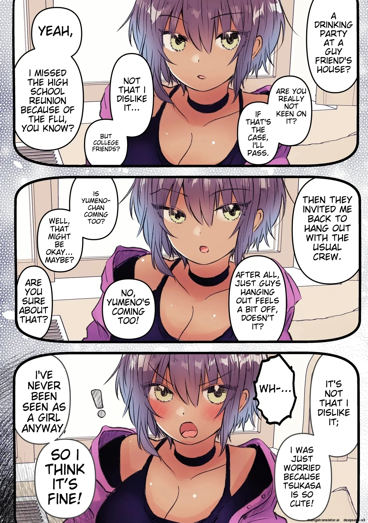 (AI Translation)[Marinemate]Boyish de Kyonyuu na Kanojo ga Mukashi no Otoko Tomodachi to Nomikai ni Itta Kiri Page 8