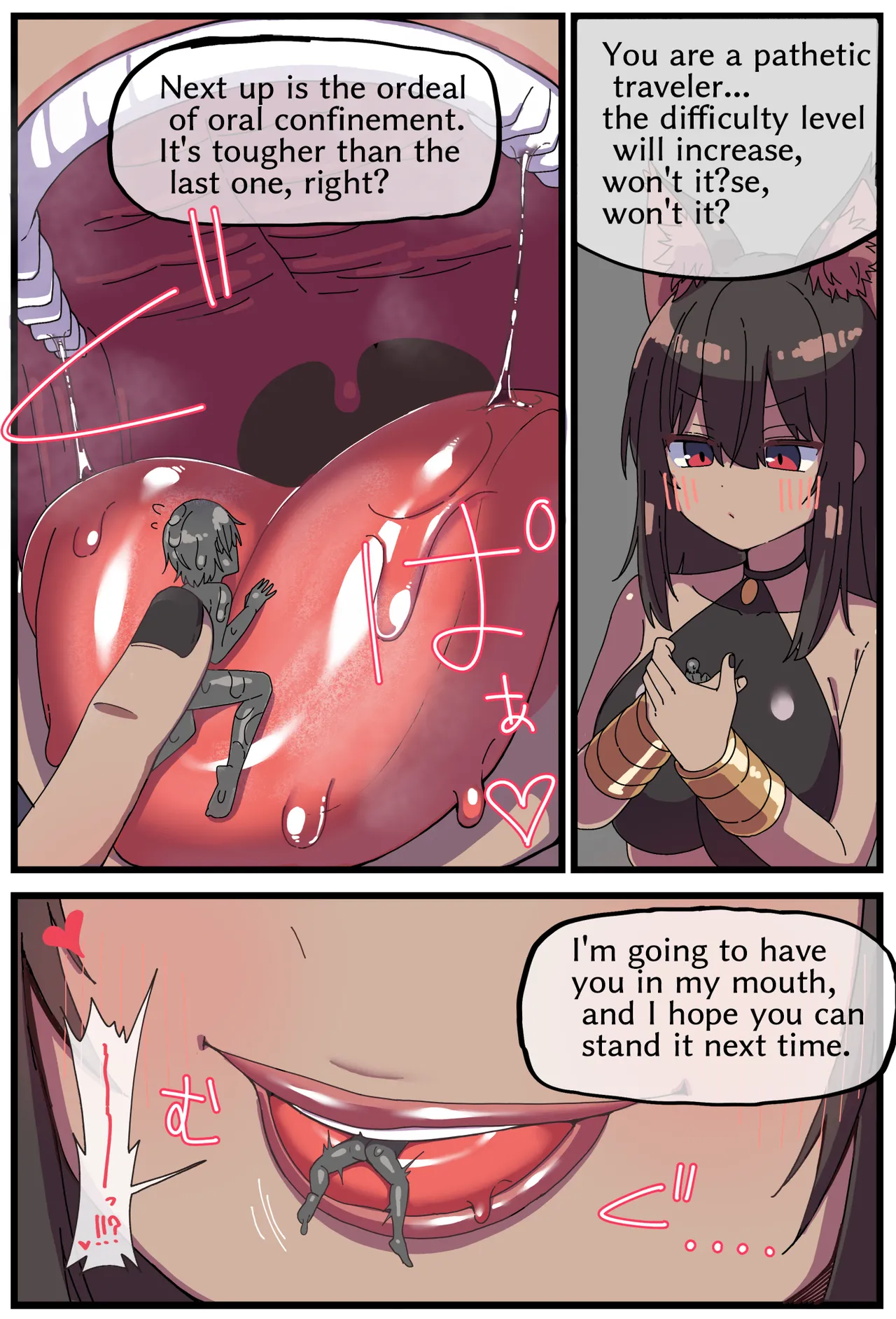 [Shiheki]Giant brown catgirl swallowing manga(10p) [English] Page 4