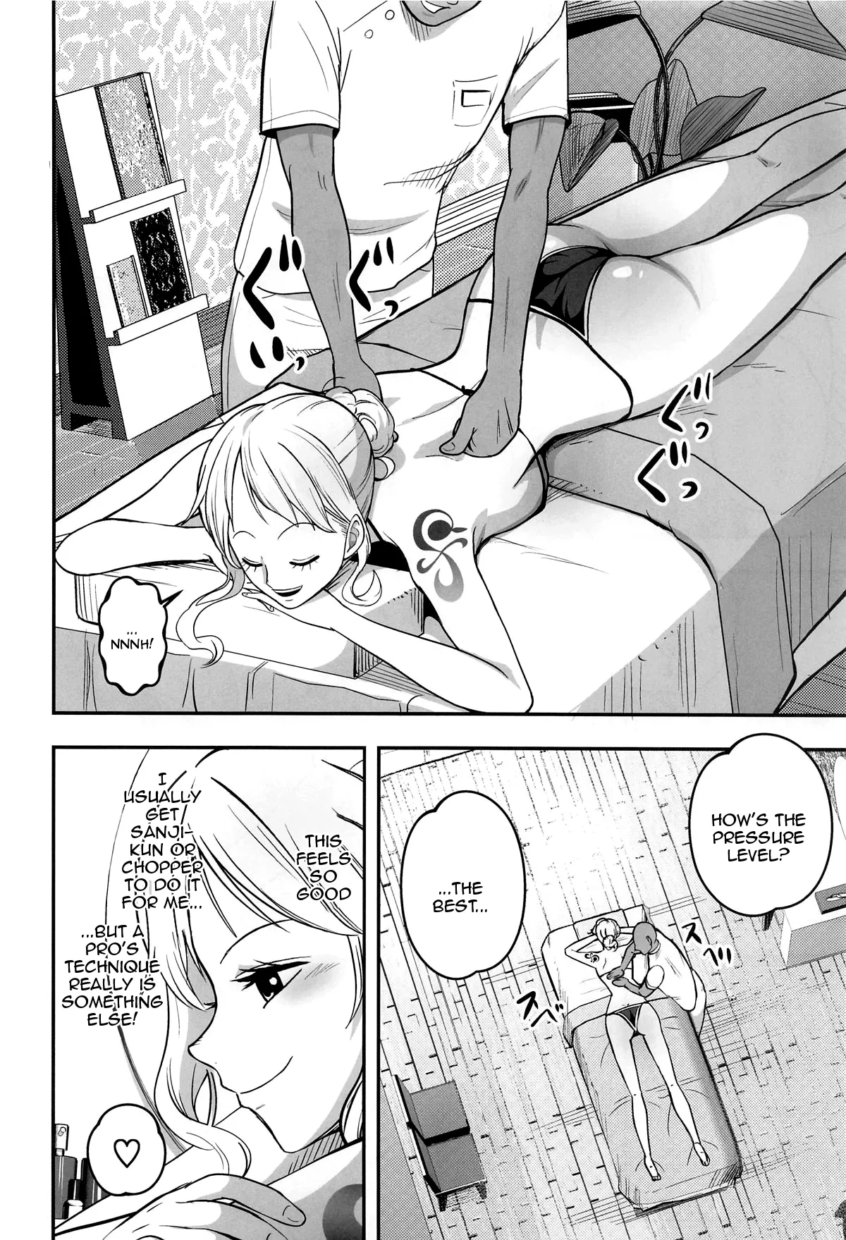 [Shimono Cable]Nami-san Ofuro no Ato ni Oil Massage wa Ikaga? | Nami-san, How Would You Like an Oil Massage After Your Bath?(One Piece) [English] {Doujins.com} Page 5