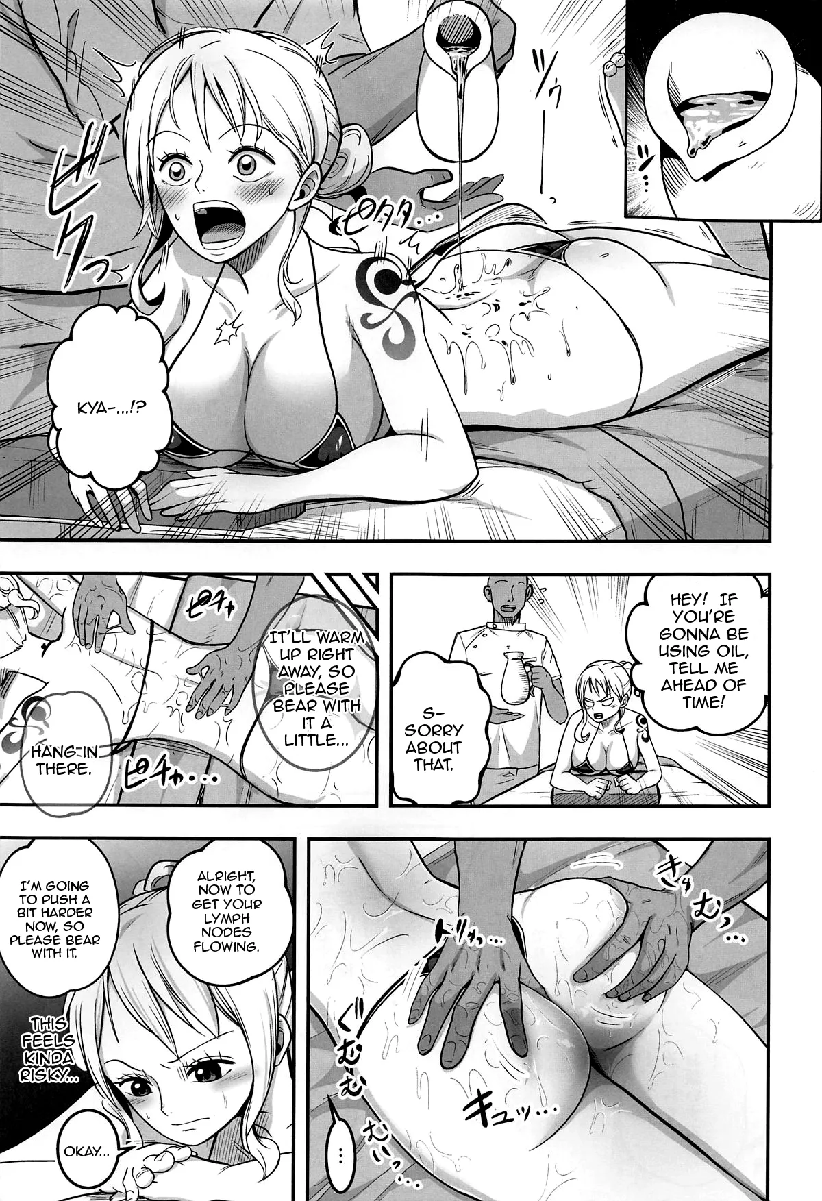 [Shimono Cable]Nami-san Ofuro no Ato ni Oil Massage wa Ikaga? | Nami-san, How Would You Like an Oil Massage After Your Bath?(One Piece) [English] {Doujins.com} Page 6