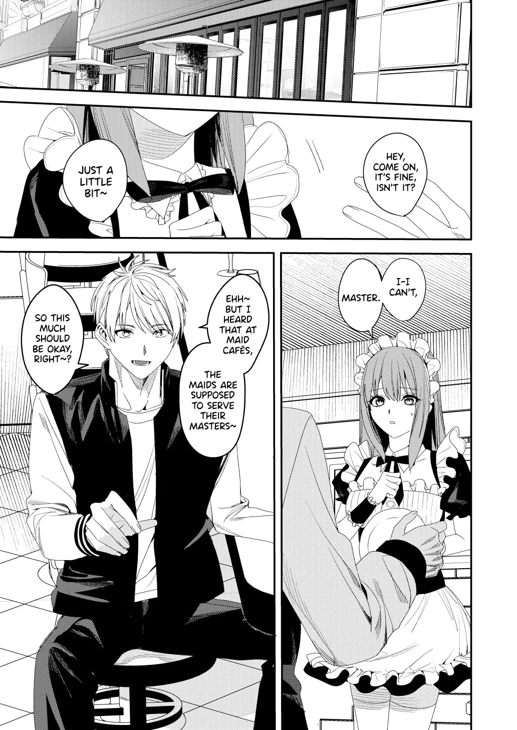 [Amuai Okashi Seisakusho (Betty)]Sekuhara Kyaku wa Maid ni shite Gohoushi Saseyo | Harasser Turned Maid Is Made to Service[English] Page 2