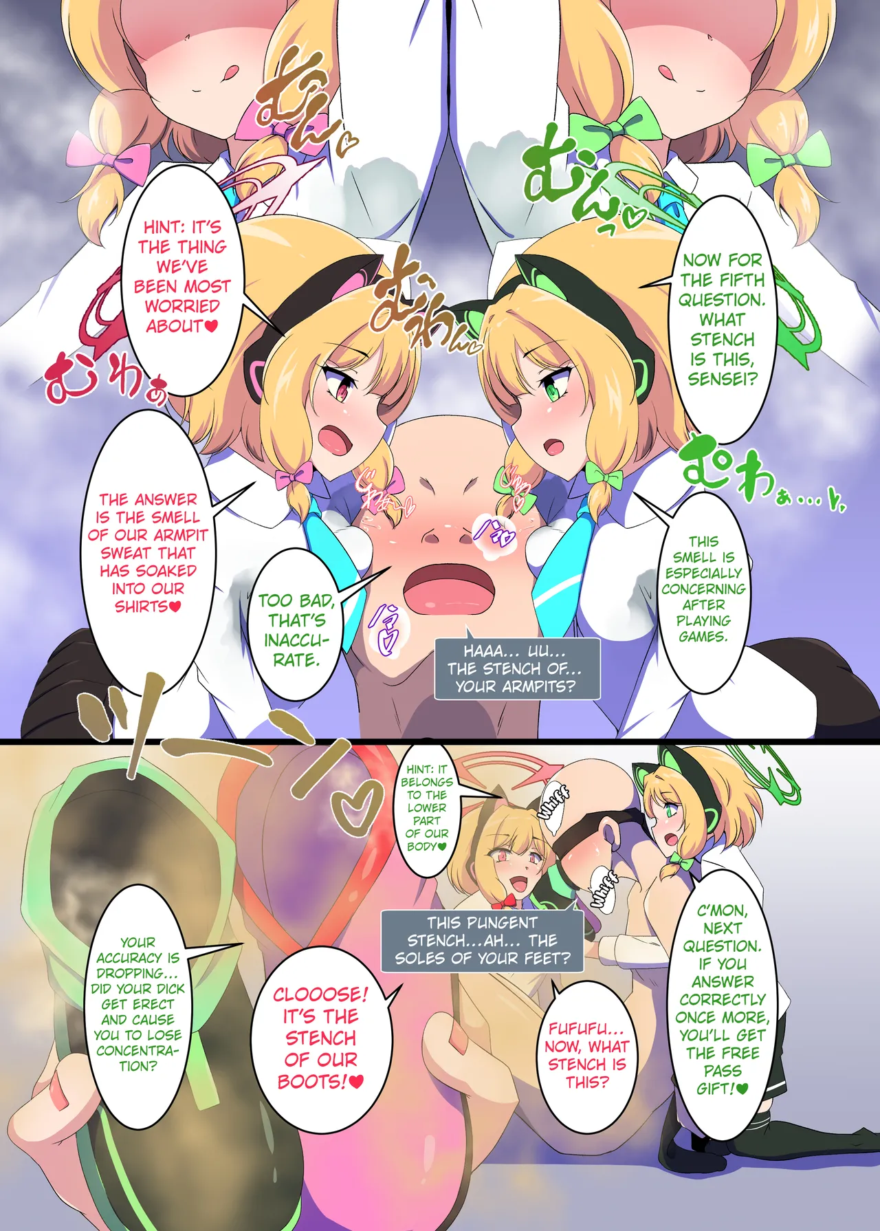 [Shiriniku DON! (Aimo)]Game Daisuki Futago Shimai no Nioi Ate Game(Blue Archive) [Digital] [English] [Kuraudo] Page 9