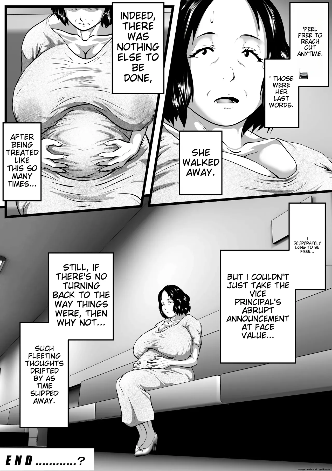 [Nishiro Ui]Tokkan Kouji Saien ~Akaruku Minna ni Yasashikute, Tsurai Tokoro o Misenai Oba-chan Sensei ga, Nando mo Botebara ni Sarete....... Kokoro nai Uwasa ni mo Modashite Taeru, Sono Riyuu (Wake)~(AI translation) Page 54