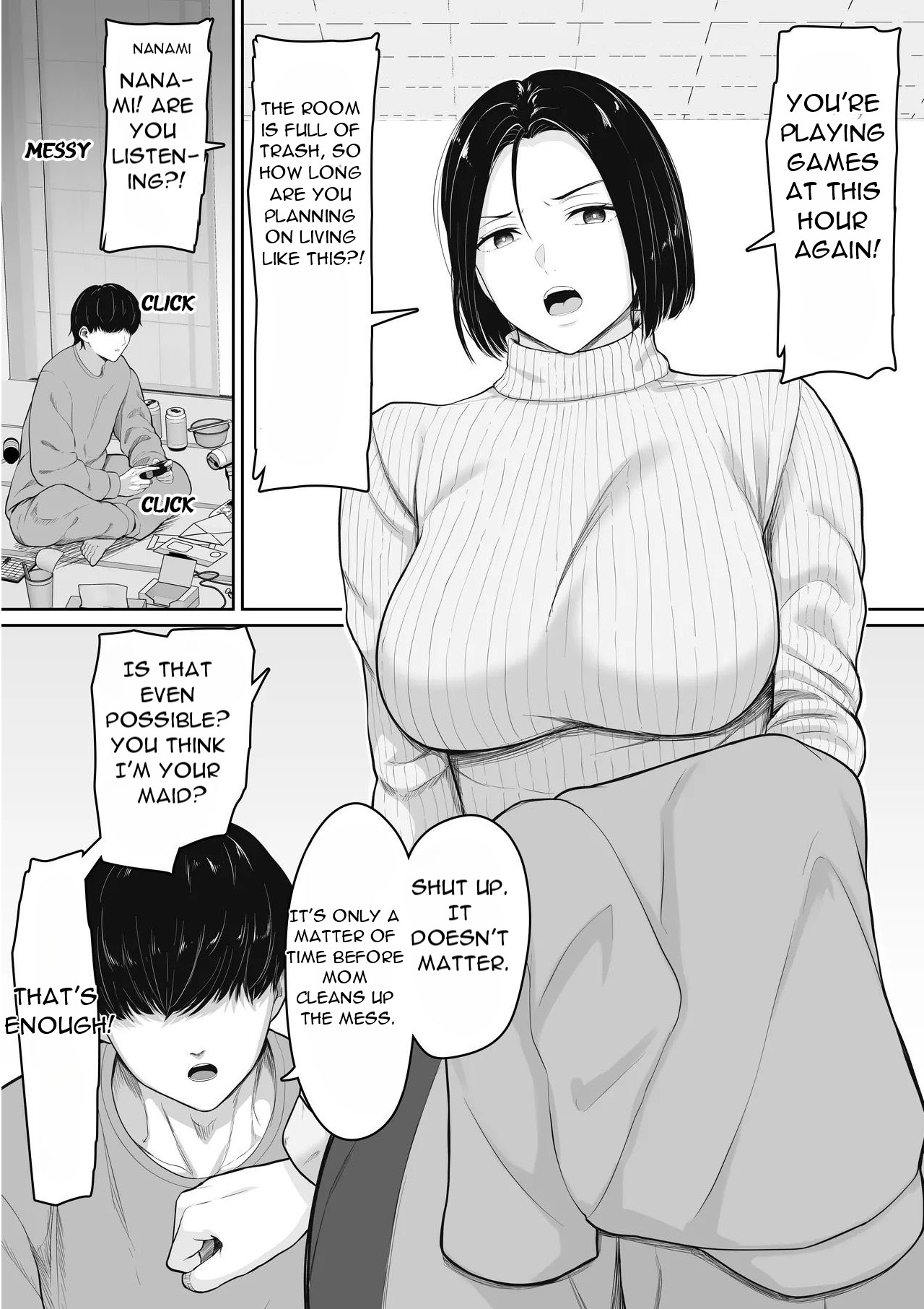 [Kuruto]Kimottama Kaa-chan to Kenka Bakari no Neet no Ore ga Kaa-san ni Nakadashi shite kara Nakayoku natta Hanashi - A story about How I, A NEET Who Always Fought with My Gutsy Mother,[English][DarklordMTLs] Page 4