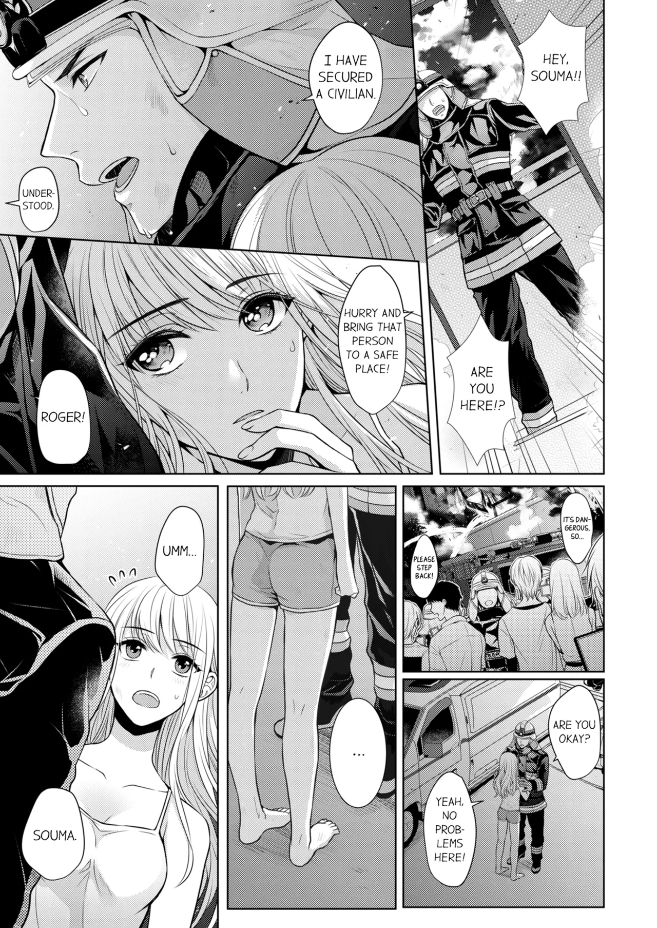 [Kawano Tanishi]Yubisaki Kara Honki no Netsujō ～ Chara Otoko Shōbōshi wa Massuguna me de Watashi o Daita ～ | Fire in His Fingertips Vol. 1[English] [Decensored] [Ongoing] Page 11