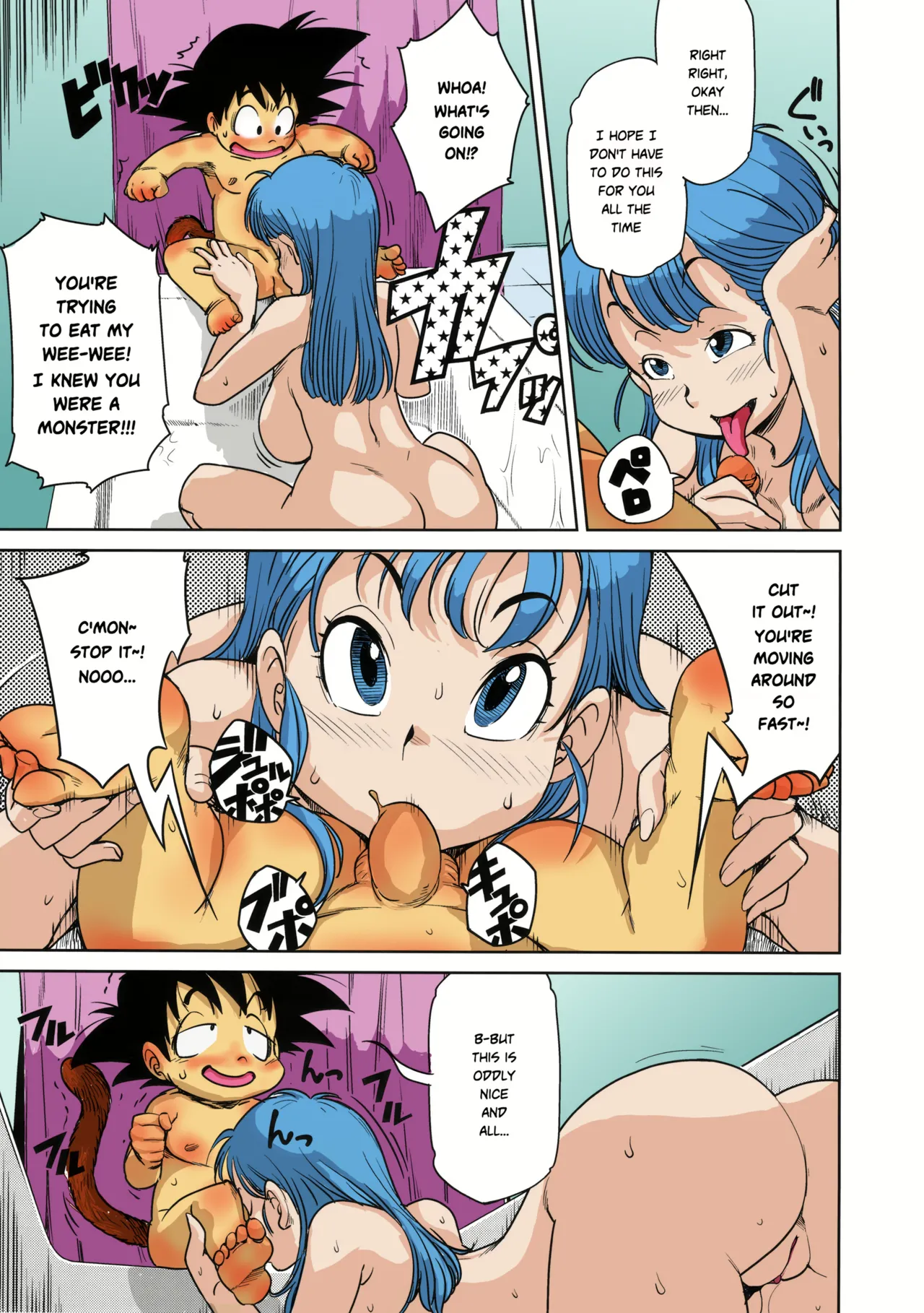 ErmonGirl - kid Son Goku, Bulma and Oolong - colored Page 5
