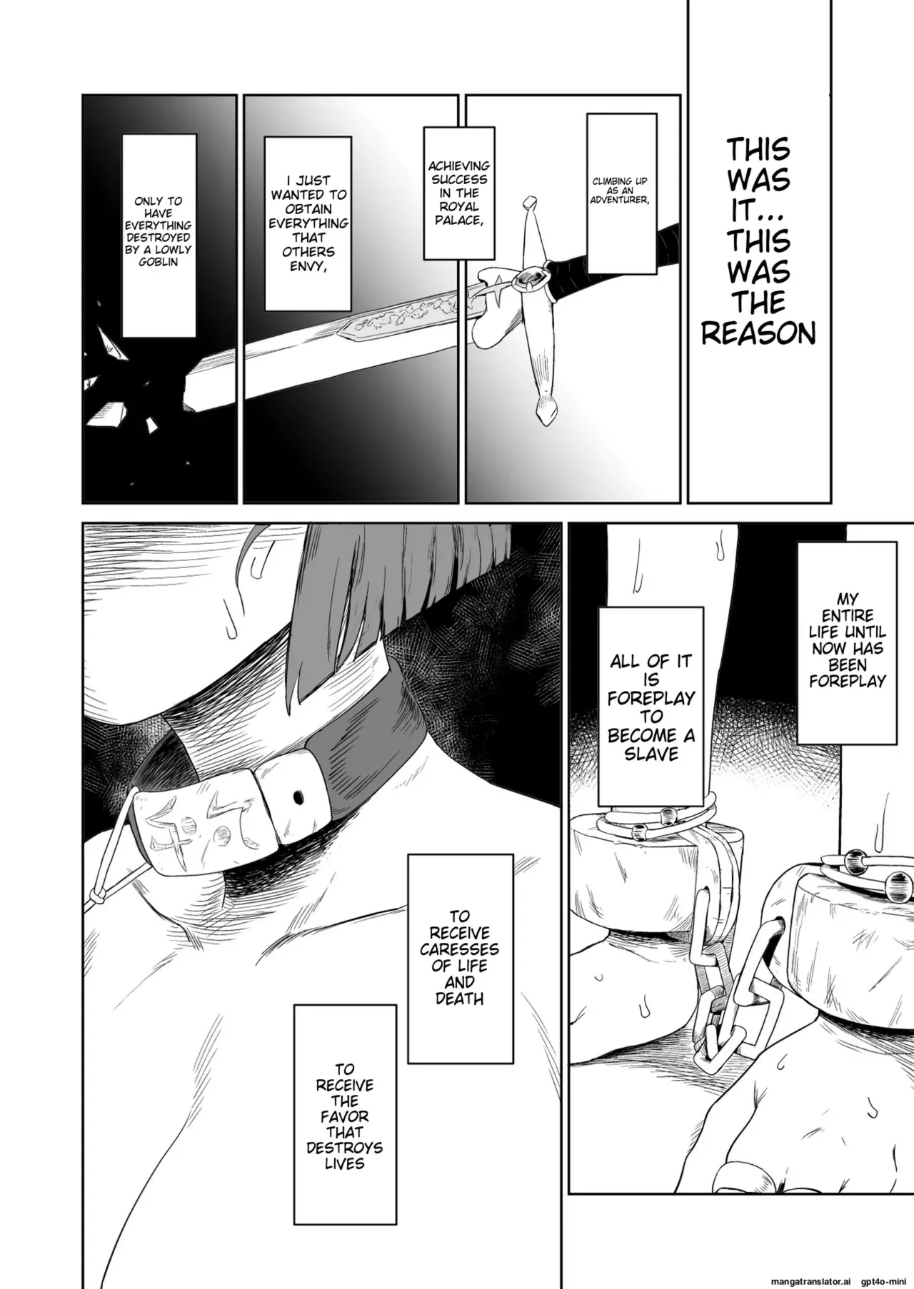 The Story of How a Masochistic Female Knight Looking to Get Gangbanged by Weaklings Became a Goblin Slave for Real; Part 2 Page 59