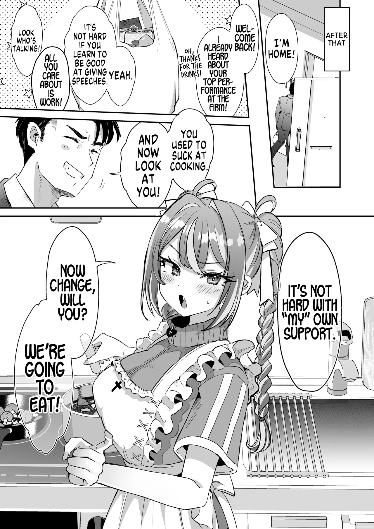 [ZUZUZU (Kamiya Zuzu)]Pien na Ore, Shachiku na Watashi. ~Kinou made Black datta noni, Okitara Sekai ga Pink ni Somattete Kusa Nan da ga~ - A pien me, A slave me. It was a black company until yesterday, but when i woke up, the world was dyed in Plonk and i can't help but laugh[English] [GTF] Page 43