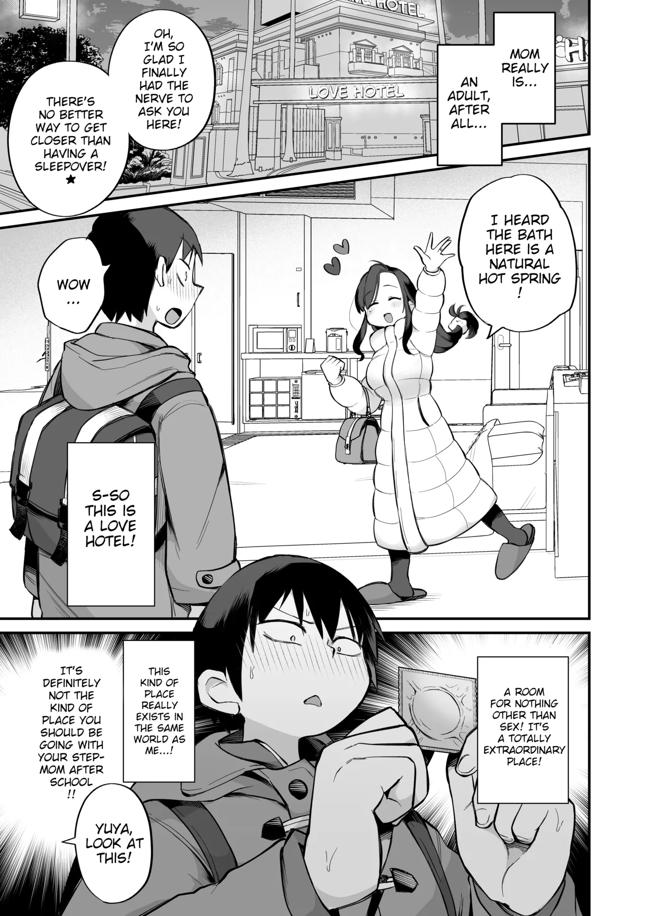 [Megitune Works]Guigui Kuru Gibo to AV Kanshou ~Love Hotel Hen~ | Watching Porn with my Pushy Stepmom ~The Love Hotel~[English] [WitzMacher] Page 8