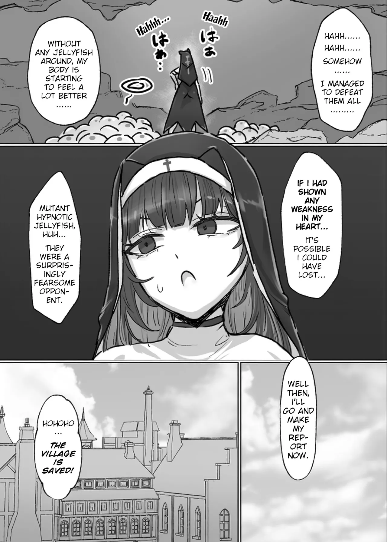 [Neruhitsuji]Joutai Ijou Taisei Sister-san to Taisei Kantsuu Saimin Kurage | "Abnormal Status"-Resistant Nun vs. Resistance-Penetrating Hypnotic Jellyfish[English] Page 34