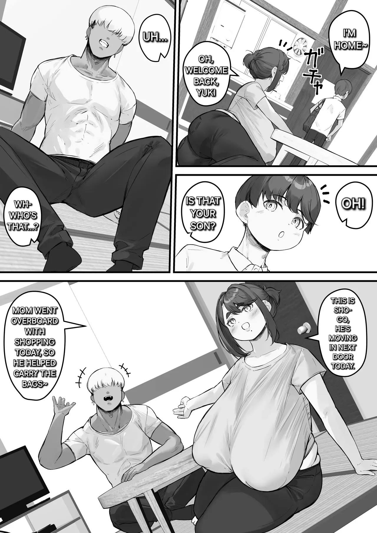 [Baku-π-dou (Kuchi VE)]Chara Otoko ni Netorareru Tare Deka Nagachichi Kaa-san 1 _ The Busty Mom with Long, Sagging Breasts Gets Seduced by a Playboy – Part 1[English] [Alyssaquenn] Page 9