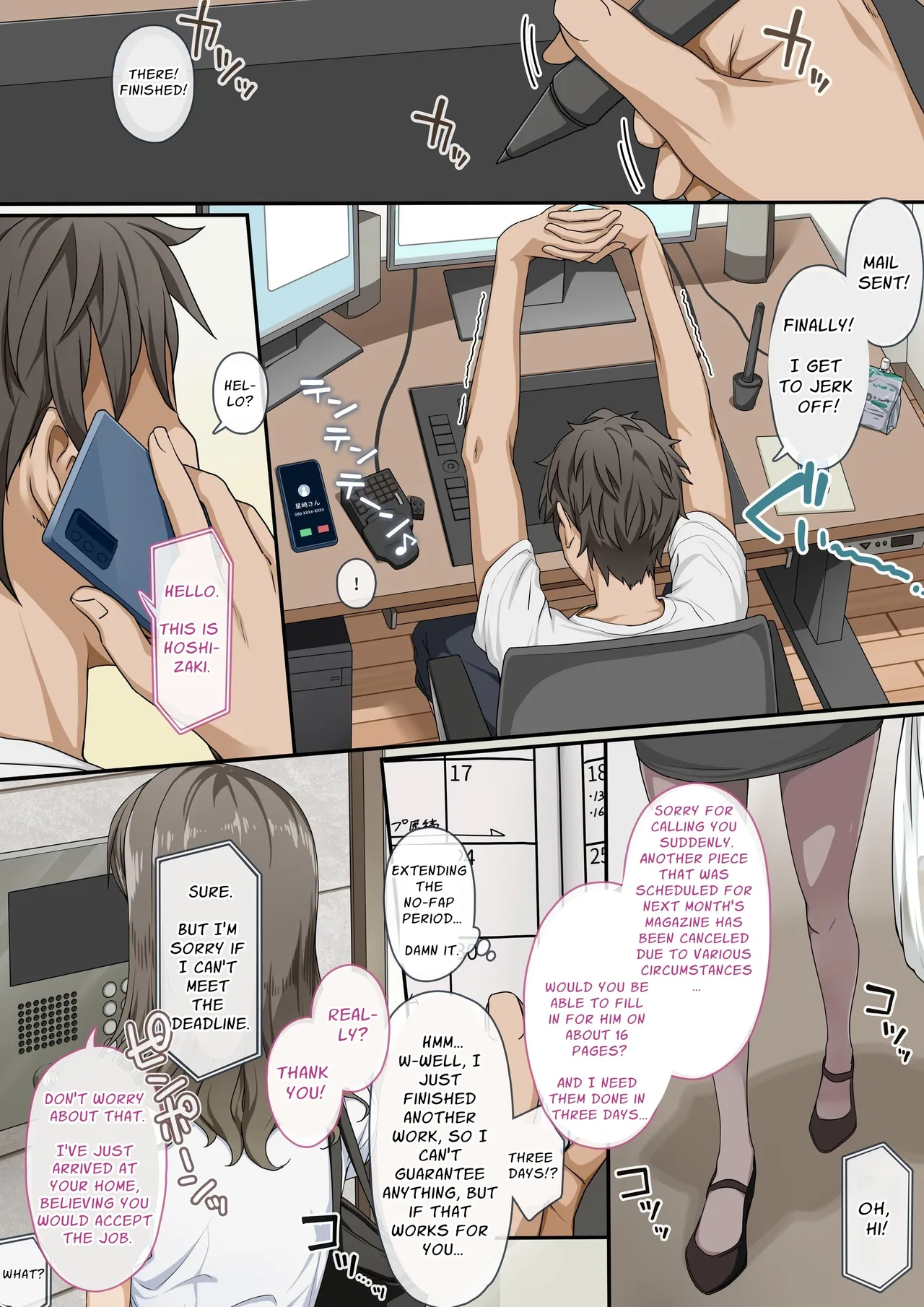 [Erostellus (Miel)]Sawayaki Bijin no Ero Manga Henshuu-san ni Nukimakutte Morai nagara Genkou Ganbaru Hanashi | Meet The Draft Deadline While Your Beautiful Busybody Erotic Manga Editor Lends A "Helping Hand"[English] [Solid Rose] [Digital] Page 2