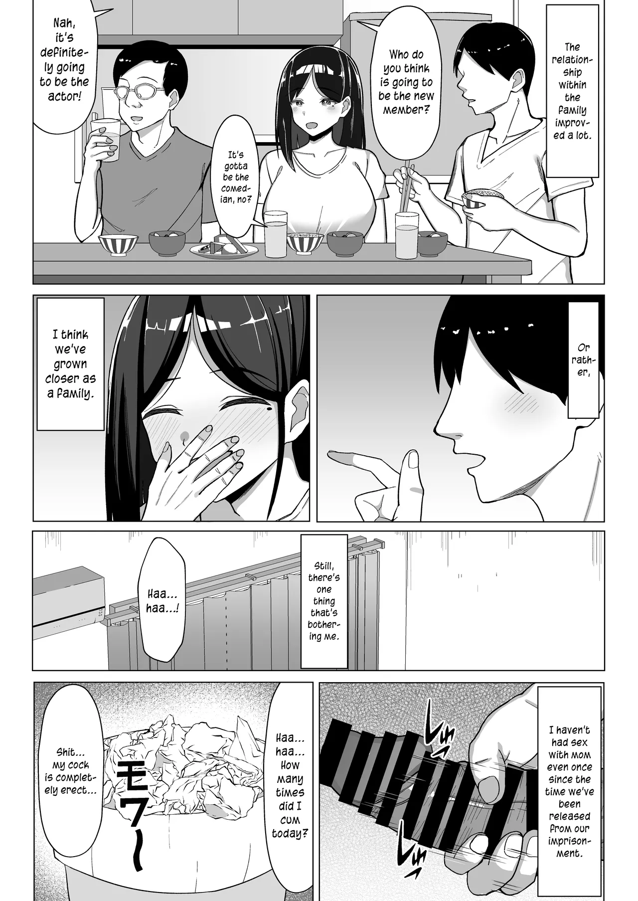 [Mustard Teikoku (Europia)]Kaa-chan to Sex Shinai to Derarenai Heya 2 ~Kuchiurusai Haha to Hankouki no Ore~  | Trapped in a room until we've had enough sex, part 2 ~My annoying mother and me, in my rebellious phase~[English] [joobuspaidatr] Page 46
