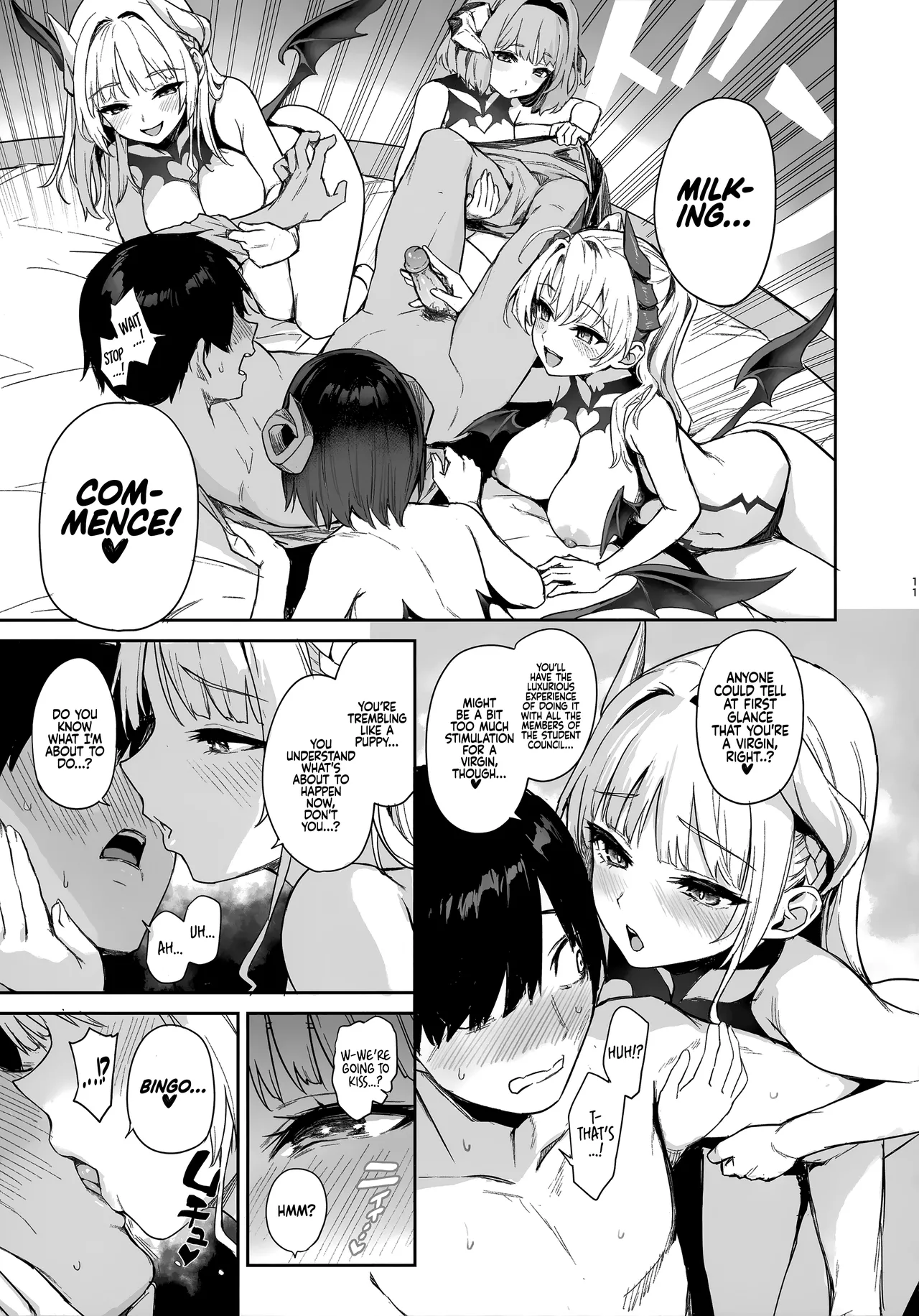 (C104) [Anmitsuyomogitei (Michiking)]Succubus Seitokai Shiko Shiko Shikkoubu | Succubus Student Council Milking Club[English] [Coffedrug] [Decensored] Page 11