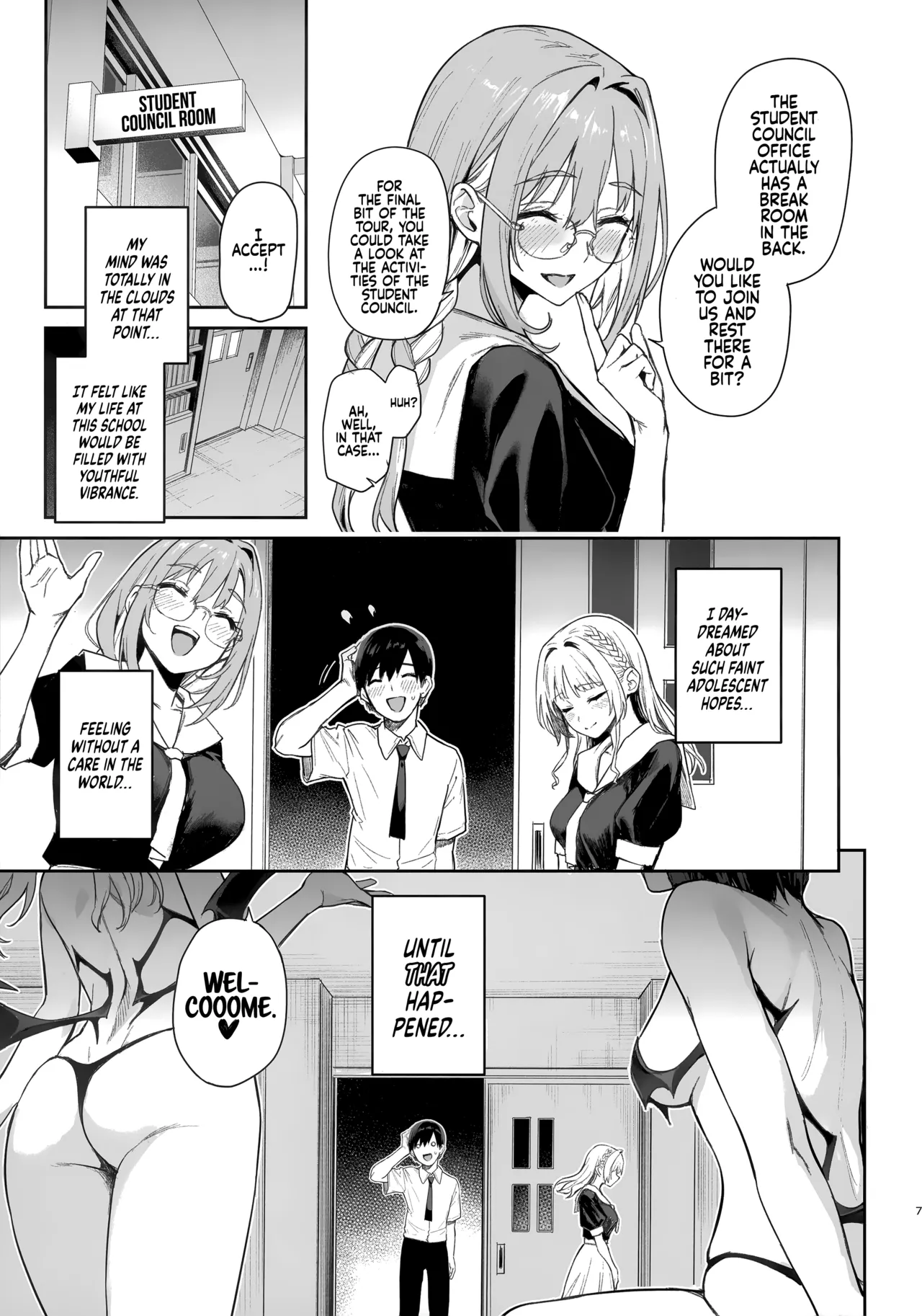 (C104) [Anmitsuyomogitei (Michiking)]Succubus Seitokai Shiko Shiko Shikkoubu | Succubus Student Council Milking Club[English] [Coffedrug] [Decensored] Page 7