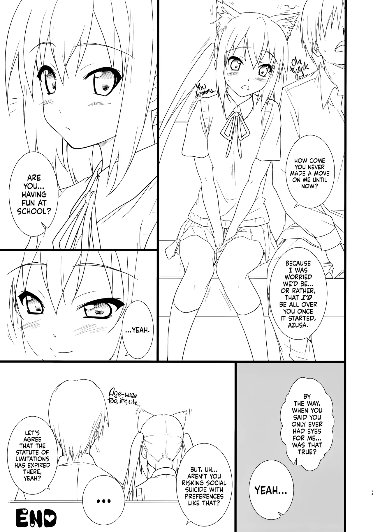(C76) [Heaven's Gate (Andou Tomoya)]Neko Biyori -Nakano Azusa- ー Catty With a Chance of Love -Nakano Azusa-(K-ON!) [English] [head empty] Page 24