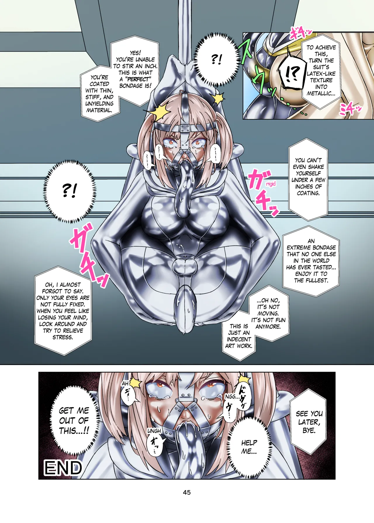 [Gumigumi Gou (Gumi11-gou)]Kimi Senyou Kousoku Kyousei Mesuiki Suit | Extreme Bondage and MESUIKI Costume Test with YOU[English] {Hen_Colorist} [Decensored] [Colorized] [Digital] Page 45