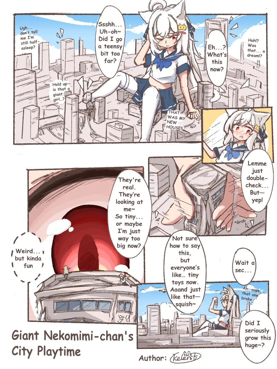 [Kelerst]Kyodai Nekomimi-chan no Machi Asobi | Giant Nekomimi-chan's City Playtime[English] Page 2