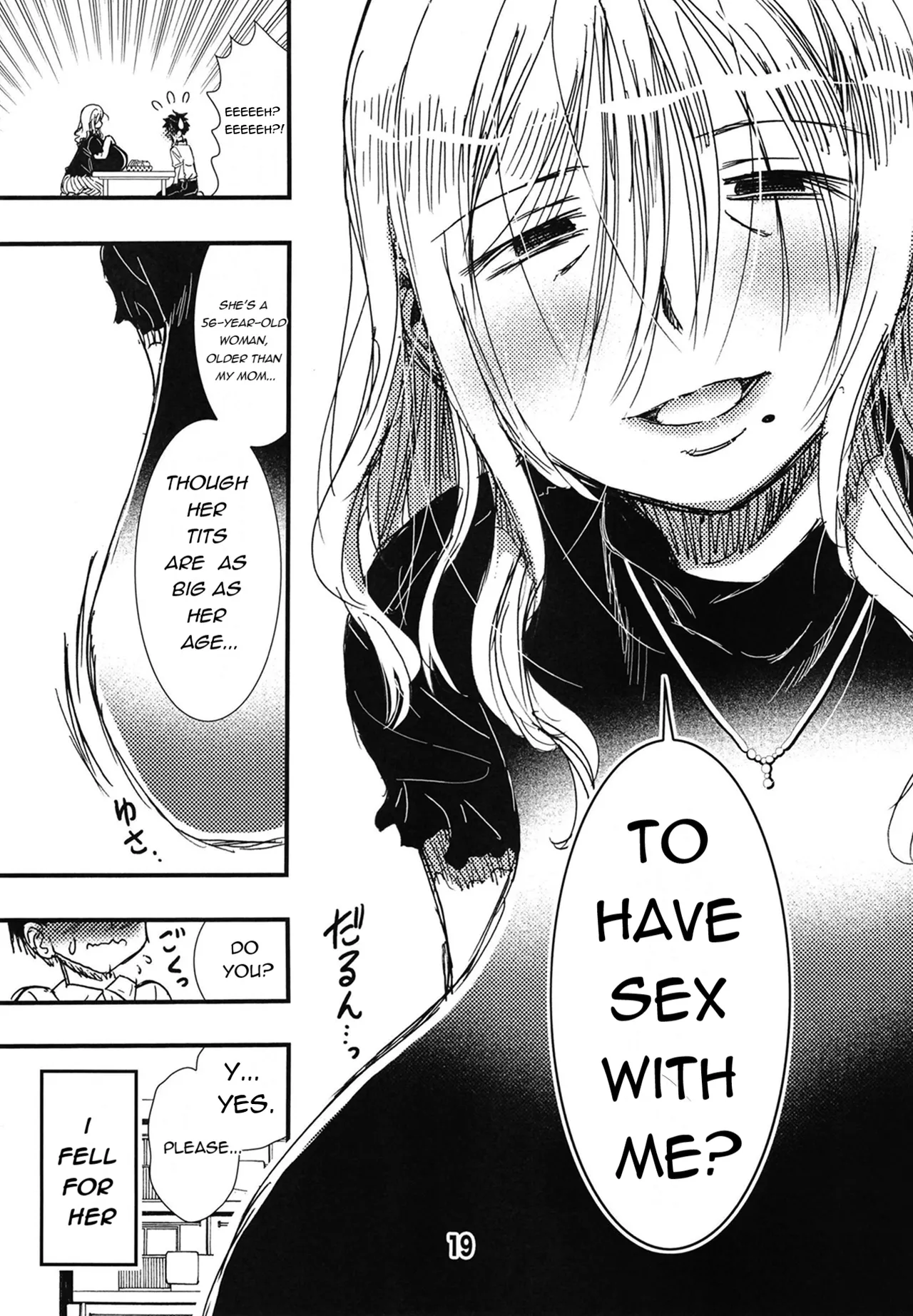 [Matsuyama Seiji]56-sai Bust 256cm Danchizuma Ookiku Tareta Jukujo no Chibusa... Boku wa Kono Hito de Doutei o Sotsugyou Shita.[English] [Digital] Page 19