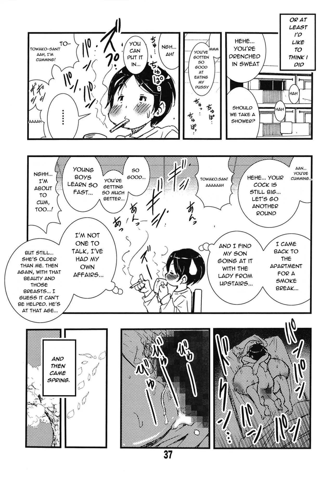 [Matsuyama Seiji]56-sai Bust 256cm Danchizuma Ookiku Tareta Jukujo no Chibusa... Boku wa Kono Hito de Doutei o Sotsugyou Shita.[English] [Digital] Page 37