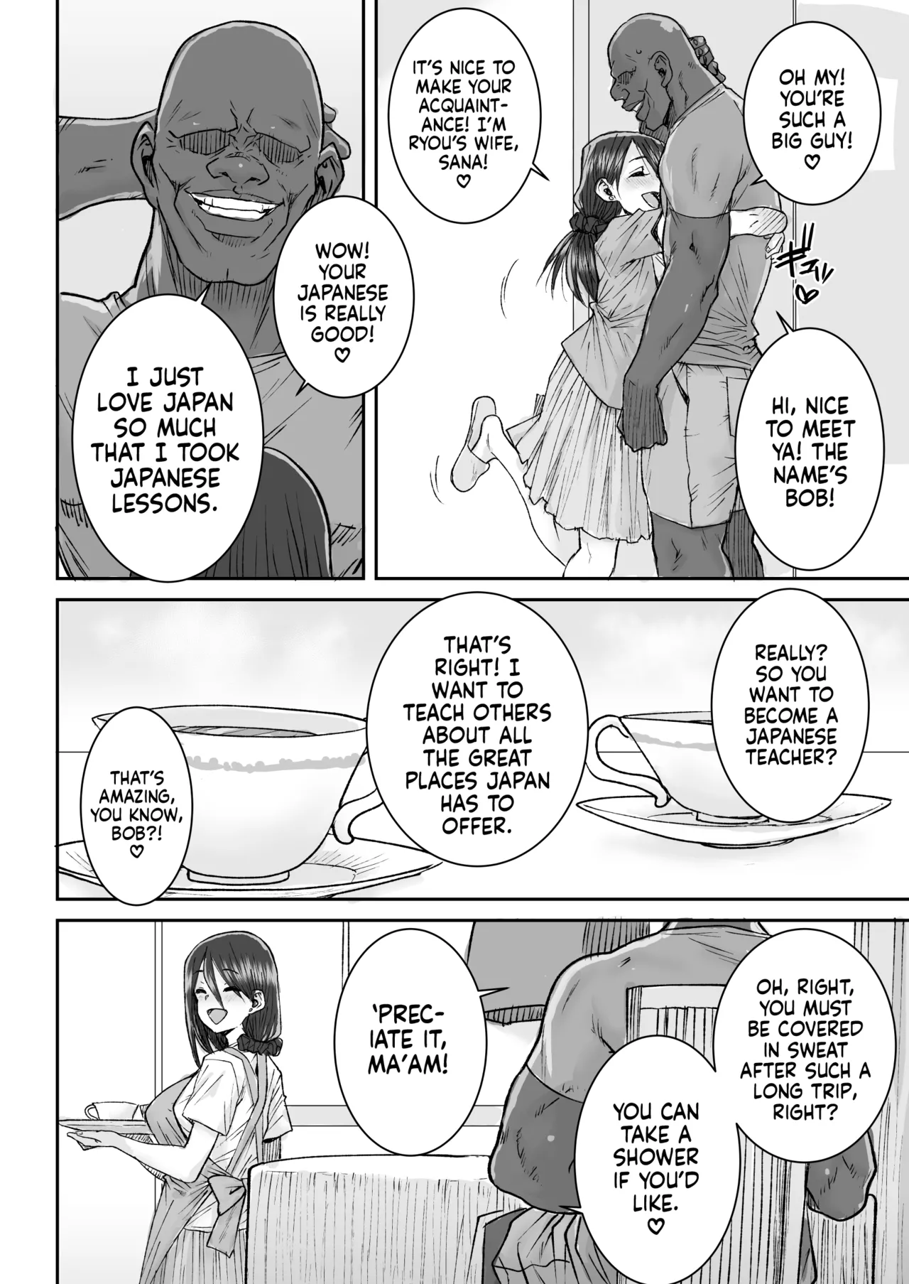 [Misaki (Ponsuke)]Mukkimuki no Kokujin Deka Chinpo de Shucchouchuu no Otto ni Dekinai Acme SEX | Orgasmic Sex with a Muscular BBC Beefcake while my Hubby was Abroad[English] [flash11] [Decensored] Page 5