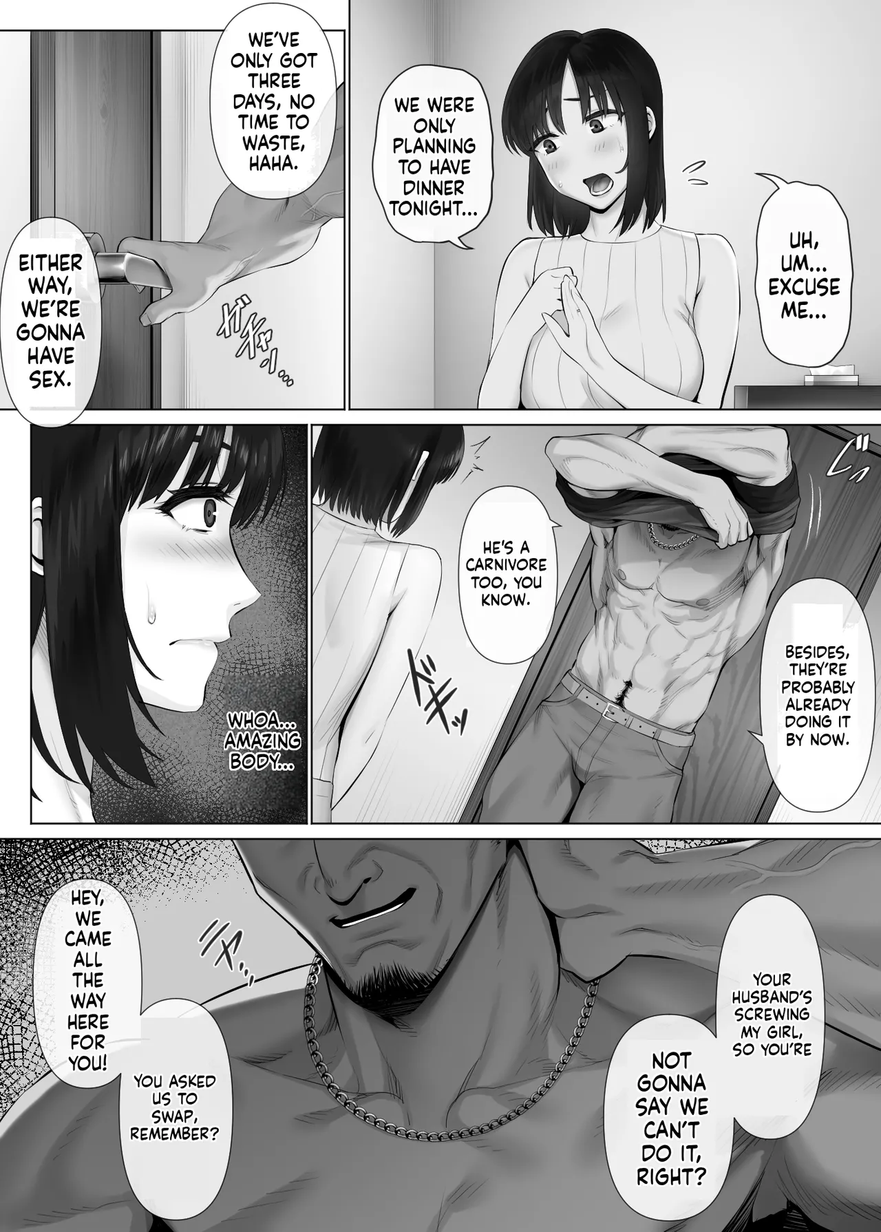 [Mitsumitsu Niku (Hikitogu)]LeveChi na Swapping 2 ~Hatsu Zecchou de Iki Kuruu Tsuma Hen~ Page 9