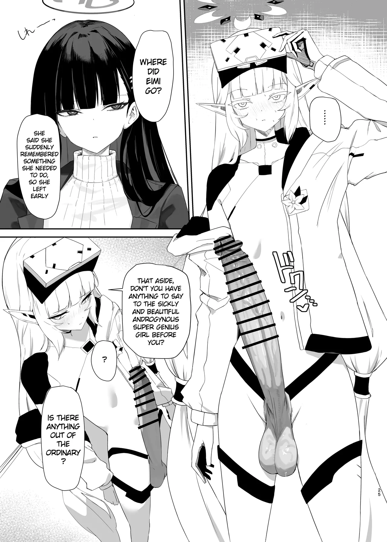 (C106) [Moujou Ishiki (Canvas Solaris)]Chou Tensai Byoujaku Bishoujo Chinpo Hacker VS Big Sister(Blue Archive) [English] [Digital] Page 25