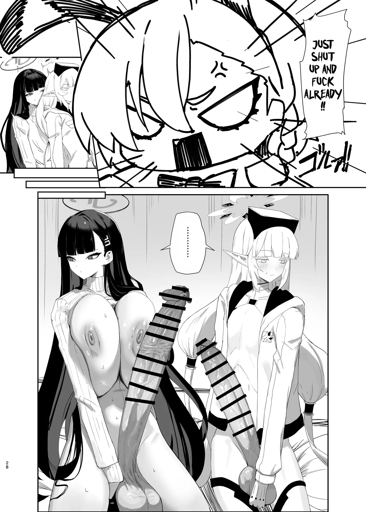 (C106) [Moujou Ishiki (Canvas Solaris)]Chou Tensai Byoujaku Bishoujo Chinpo Hacker VS Big Sister(Blue Archive) [English] [Digital] Page 28