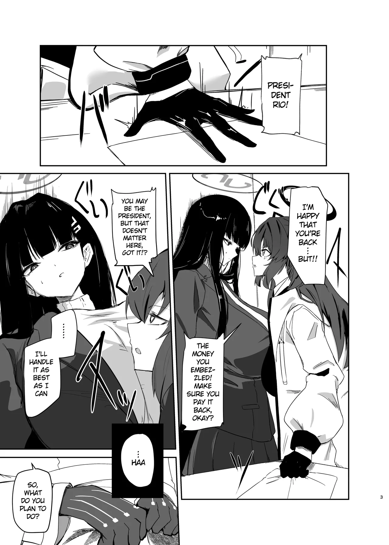 (C106) [Moujou Ishiki (Canvas Solaris)]Chou Tensai Byoujaku Bishoujo Chinpo Hacker VS Big Sister(Blue Archive) [English] [Digital] Page 3
