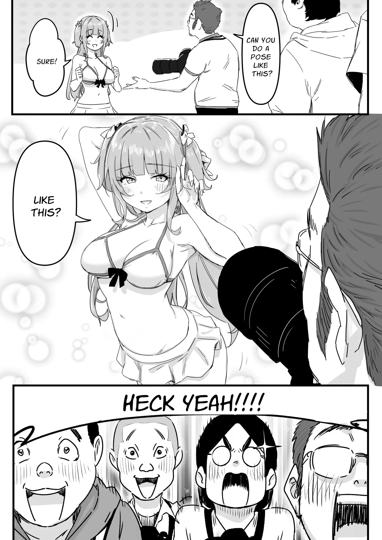 [P&I (Mel EX, Satsukimasu)]Mizugi Idol no Nama Oppai wo Minna no Mae de Sarashitai | Swimsuit Idol Wants to Expose Her Titties to Everyone[English] [Solid Rose] Page 7