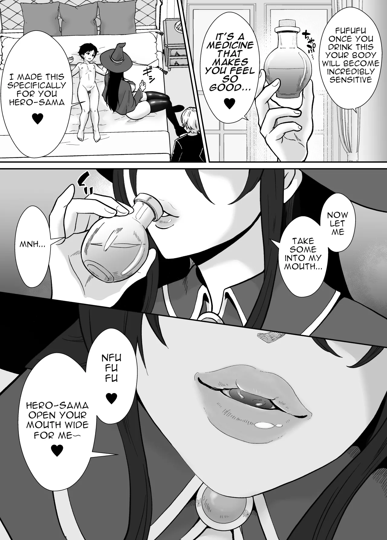 [Mochitama Tsuushin (Taguchi Monyata)]Gekijuu Shuchaku Mahou Tsukai to Futanari Shitsuji ni Yoru Yuusha-sama Shosei Hakamase Namakoubi (Karano) Mesu-ka Choukyou Gyaku Rape[English] Page 11