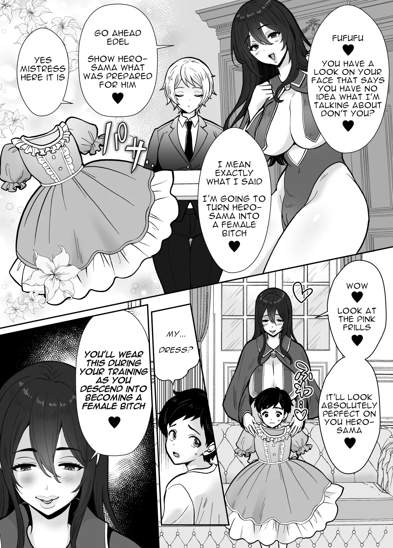 [Mochitama Tsuushin (Taguchi Monyata)]Gekijuu Shuchaku Mahou Tsukai to Futanari Shitsuji ni Yoru Yuusha-sama Shosei Hakamase Namakoubi (Karano) Mesu-ka Choukyou Gyaku Rape[English] Page 25