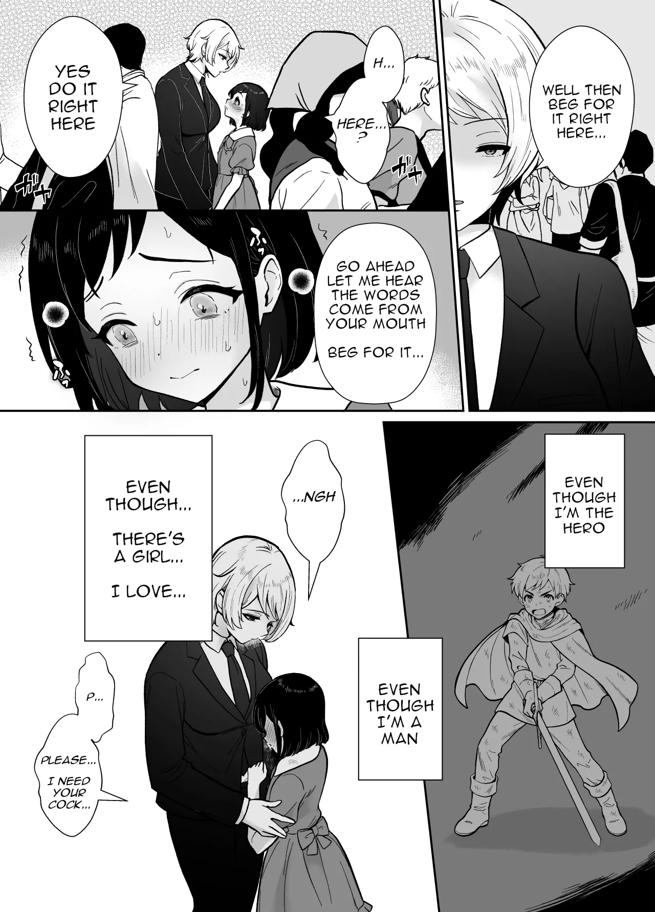 [Mochitama Tsuushin (Taguchi Monyata)]Gekijuu Shuchaku Mahou Tsukai to Futanari Shitsuji ni Yoru Yuusha-sama Shosei Hakamase Namakoubi (Karano) Mesu-ka Choukyou Gyaku Rape[English] Page 44