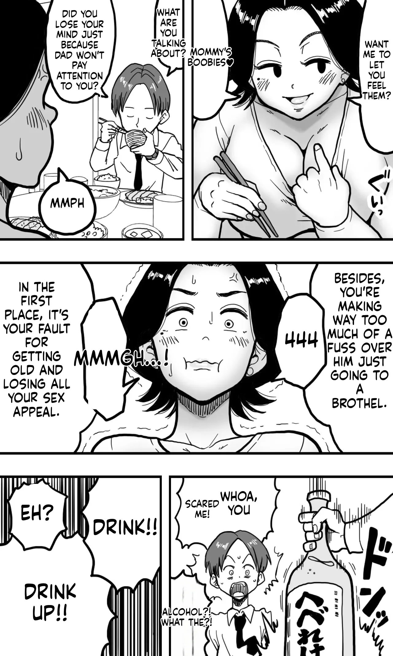 [polbockle]A drunk son mistakes his mother for a call girl and starts groping her huge breasts(English) Page 32