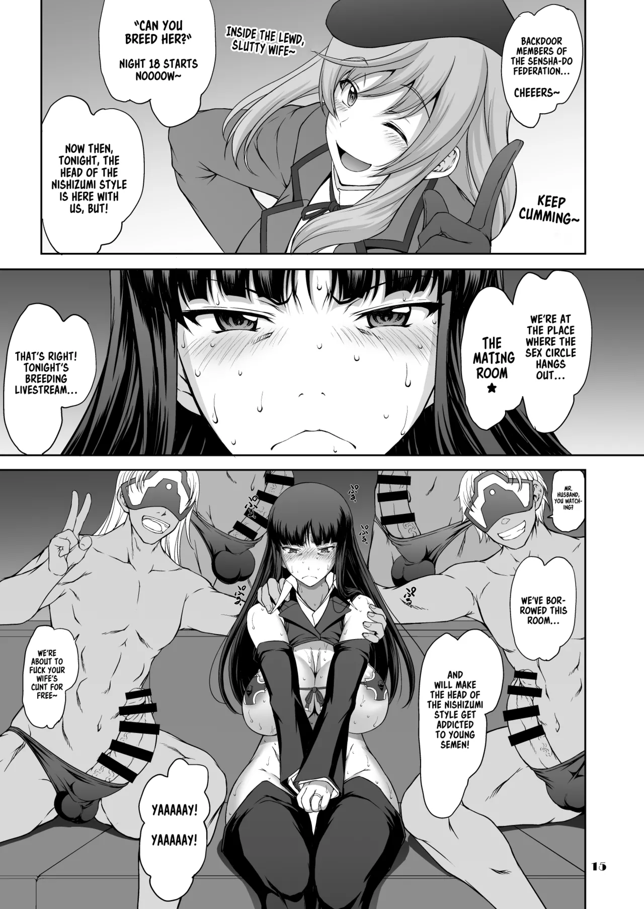 [Majimadou (Matou)]Iemoto no Hyakuya Taetara Soku Kaihou! Jikkyou Tanetsuke Namahaishin (Girls und Panzer) | Instant Freedom if The Head Survives For 100 Nights!! Live Commentary Breeding Livestream[English] [Sonarin迫] [Digital] Page 15