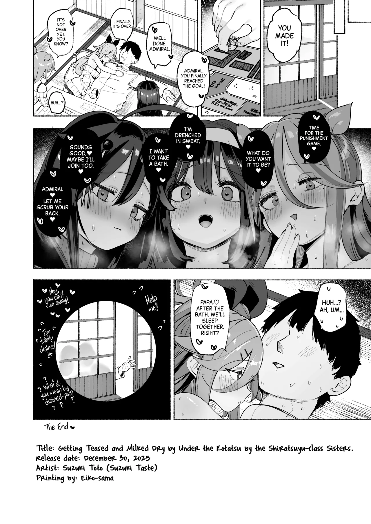 [Toto-taste (Suzuki Toto)]Shiratsuyu-gata Shimai to Okota de Yuuwaku Sakusei Ecchi | Getting Teased and Milked Dry Under the Kotatsu by the Shiratsuyu-Class Sisters(Kantai Collection -KanColle-) [English] [Black Grimoires] [Digital] Page 26