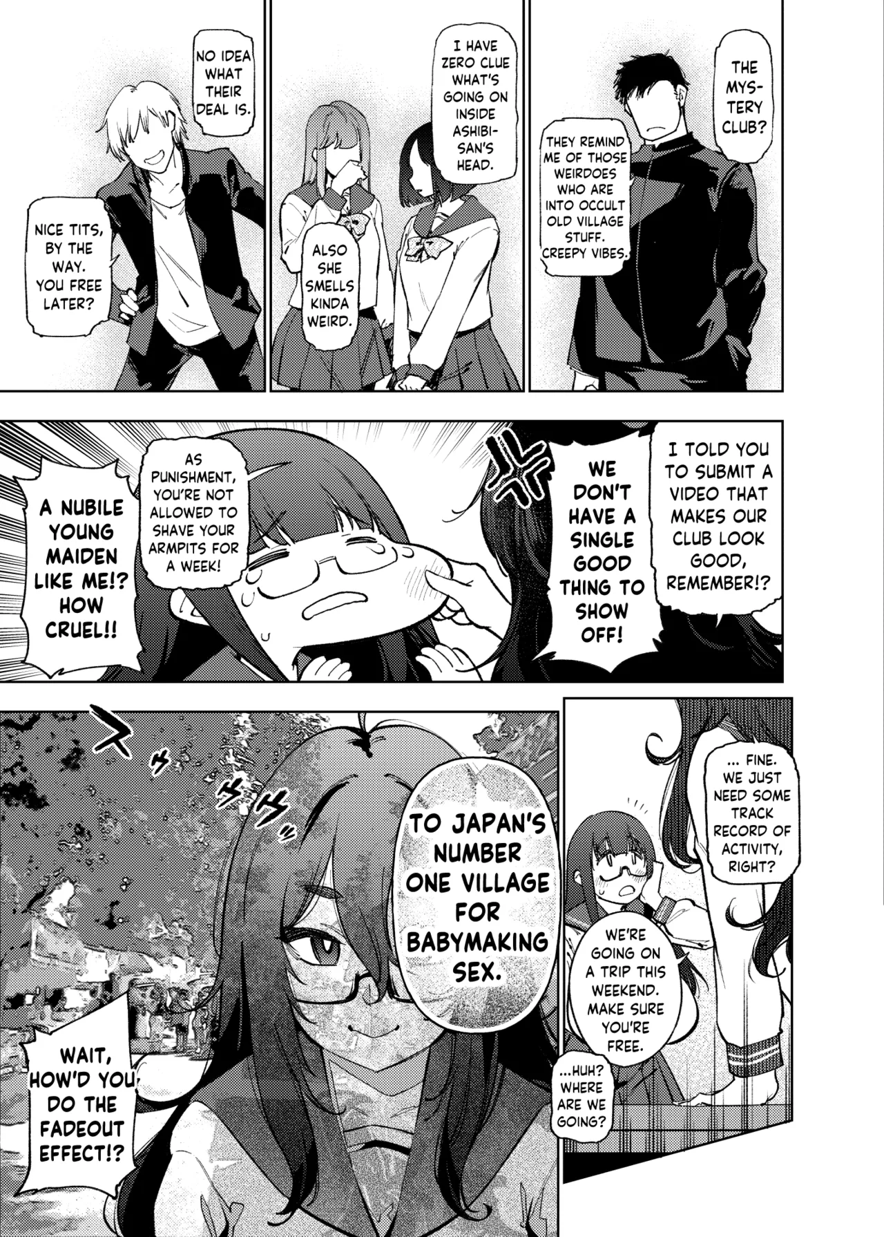 [Yukikagerou (KANZUME)]Himitsu Meikyuu Circle: Kodakara Onsen de no Rankou Tanetsuke Taiken Houkoku | The Mystery Unravelers' Club: Breeding Orgy Field Report from the Fertility Hot Springs[English] [skibidibenki] [Digital] Page 6