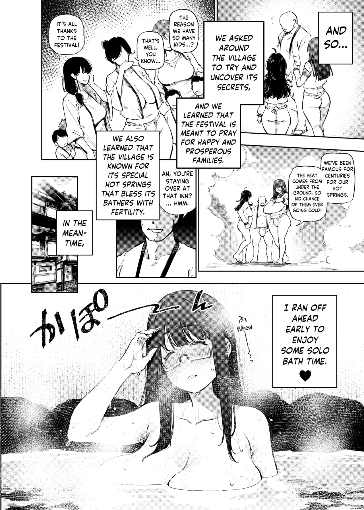 [Yukikagerou (KANZUME)]Himitsu Meikyuu Circle: Kodakara Onsen de no Rankou Tanetsuke Taiken Houkoku | The Mystery Unravelers' Club: Breeding Orgy Field Report from the Fertility Hot Springs[English] [skibidibenki] [Digital] Page 9