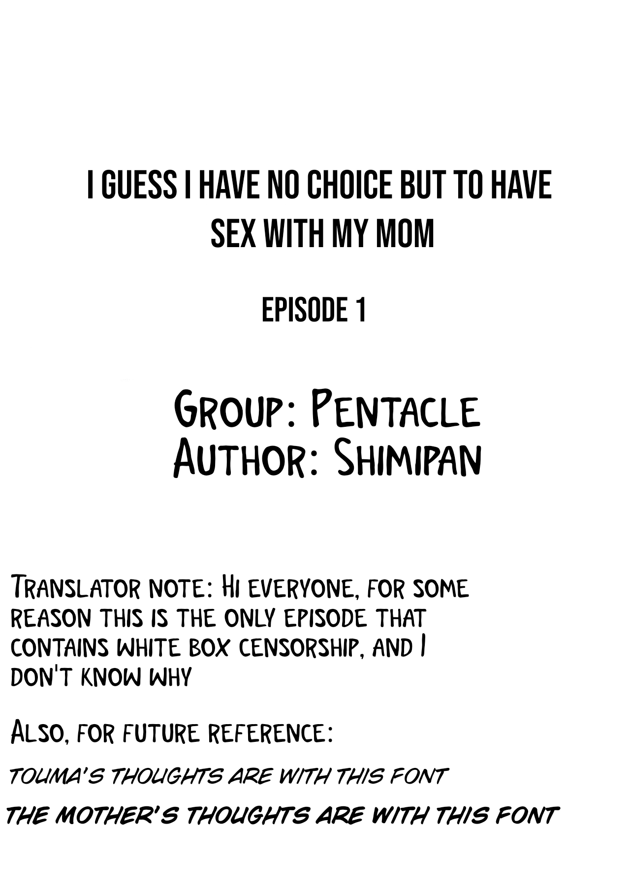 [Pentacle(Shimipan)]I guess I have no choice but to have sex with my mom(The story so far) [WaterKujo] [English] Page 2