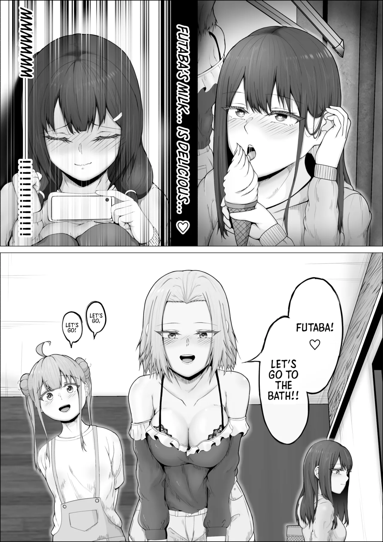 [shikiniki]When The Gals In My Class Found Out That I Was A Futanari, They Started Freaking Out. #2 Erina and Momo Double Blowjob Bathhouse Edition[English] [Morally Bankrupt Wizard Translations] Page 3