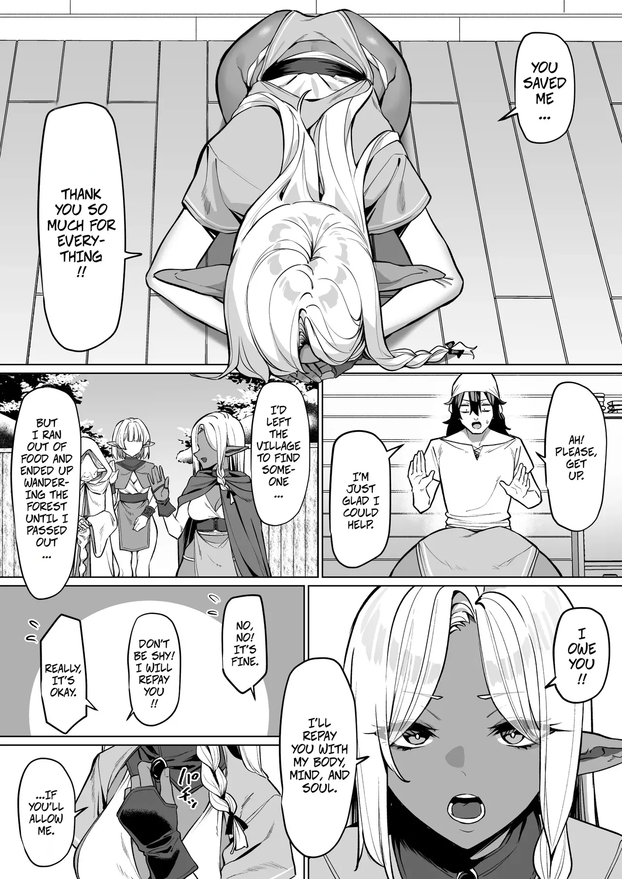 [MM]Helping a Dark Elf and Getting a Favor In Return -- Kasshoku Elf o Tasuketara Ongaeshi Sareta Hanashi Page 4