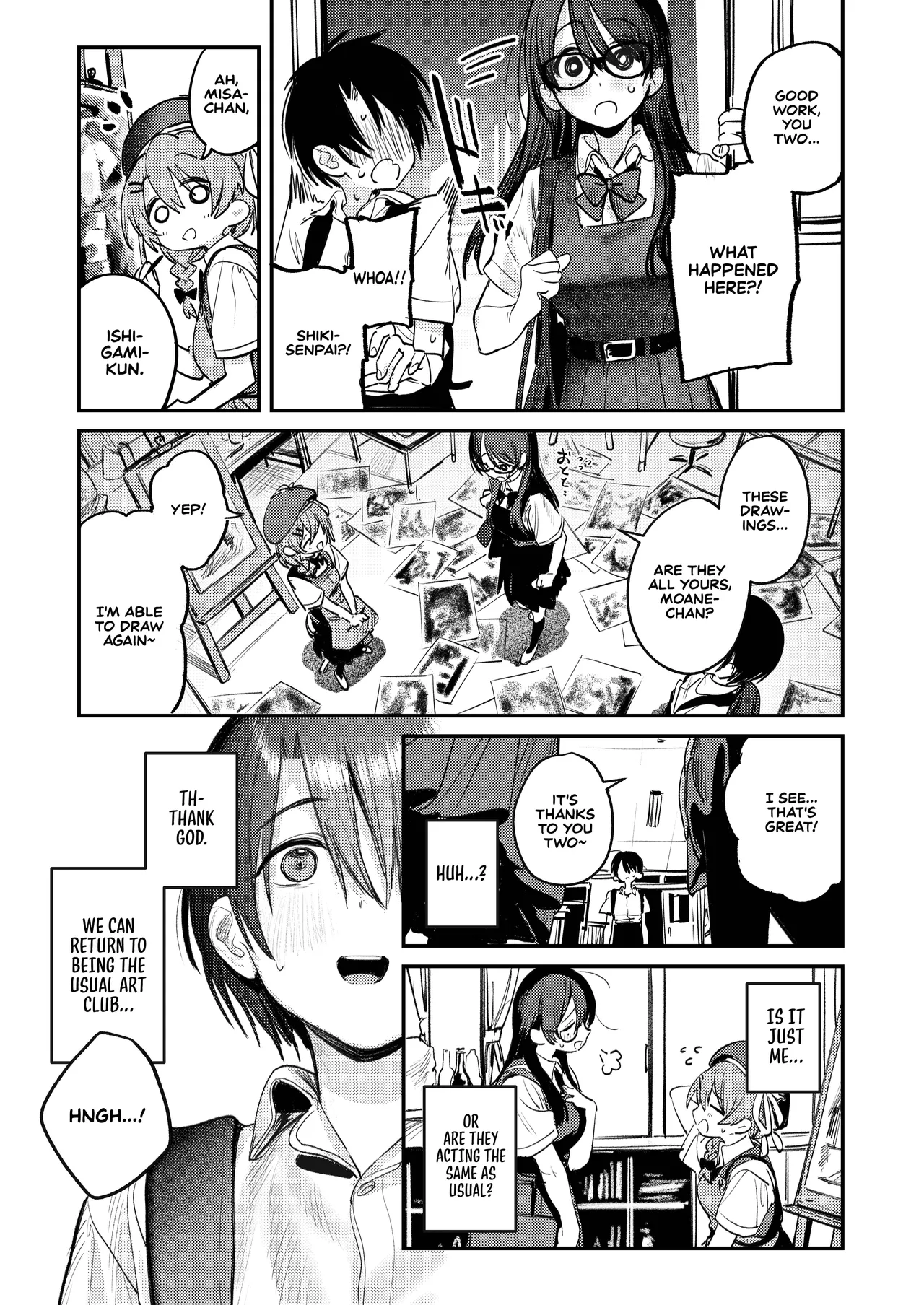 [Momojiru Teien (Momokumo)]Bijutsubu Harem Katsudou Nisshi ~Senpai no Slump Kaishou ni Kyouryoku shitara, Ikioi de 3P suru Koto ni Natta Hanashi~ | Art Club Harem Activity Log: How Helping My Senior Get Over Her Slump Led to a Threesome in the Heat of the Moment[English] [Sonarin迫] [Digital] Page 30