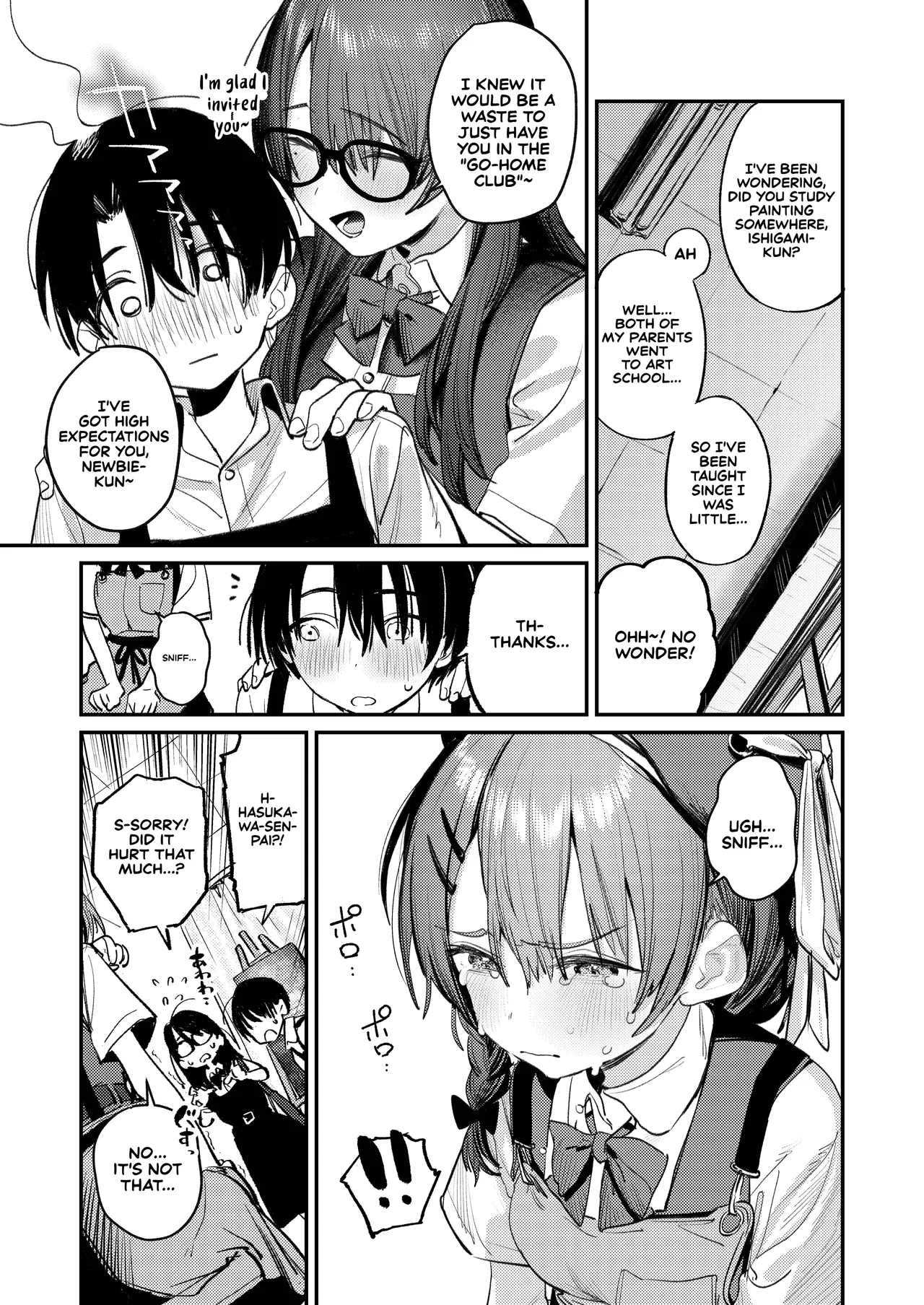 [Momojiru Teien (Momokumo)]Bijutsubu Harem Katsudou Nisshi ~Senpai no Slump Kaishou ni Kyouryoku shitara, Ikioi de 3P suru Koto ni Natta Hanashi~ | Art Club Harem Activity Log: How Helping My Senior Get Over Her Slump Led to a Threesome in the Heat of the Moment[English] [Sonarin迫] [Digital] Page 6
