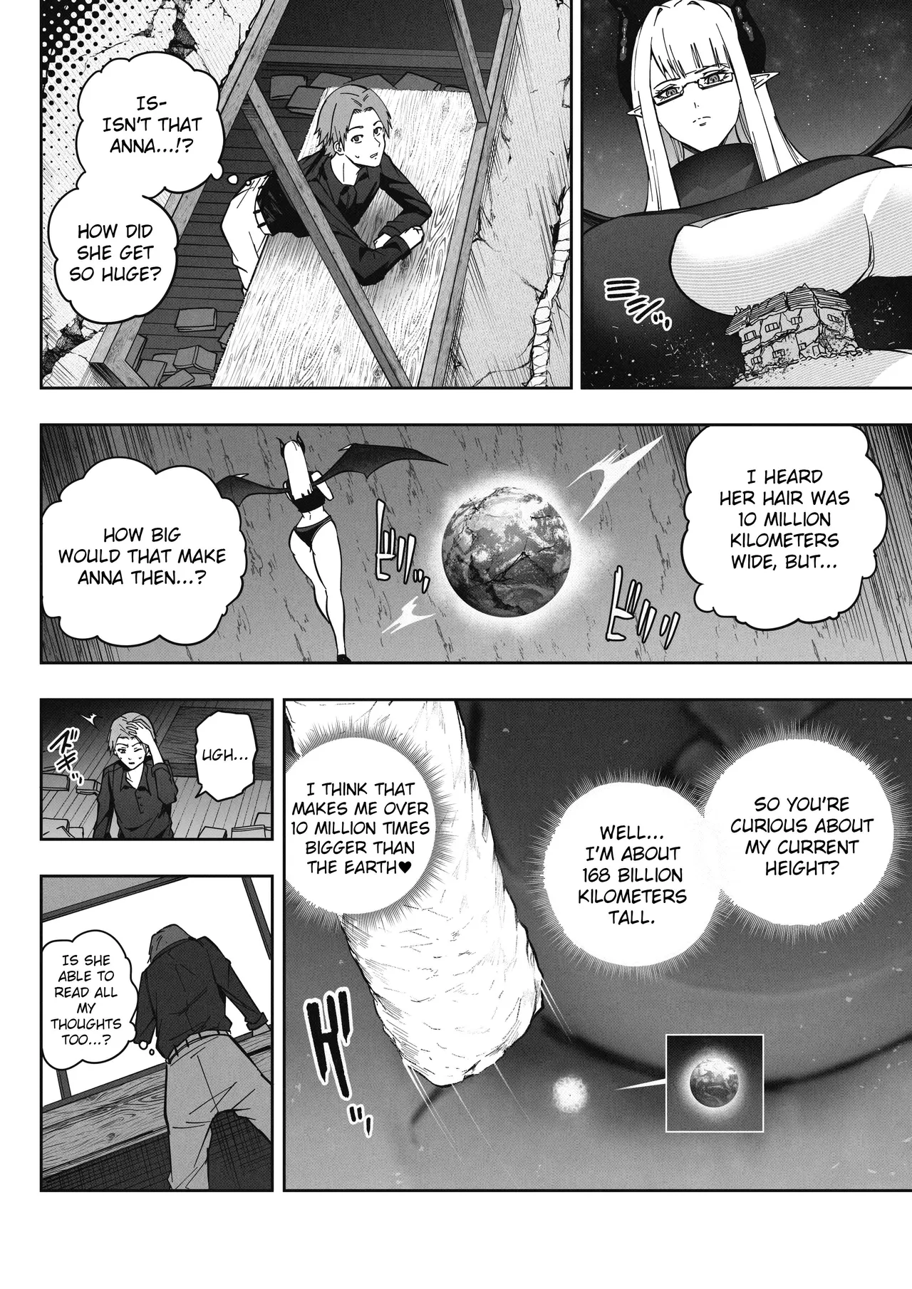 [Soryuu]Shinchou 1680-oku km no Joshi ga Tatta 1-man km Shika Nai Chikyuu o Asobubu | A 168 Billion km Tall Girl Toys with the Mere 10,000 km Earth[English] Page 10