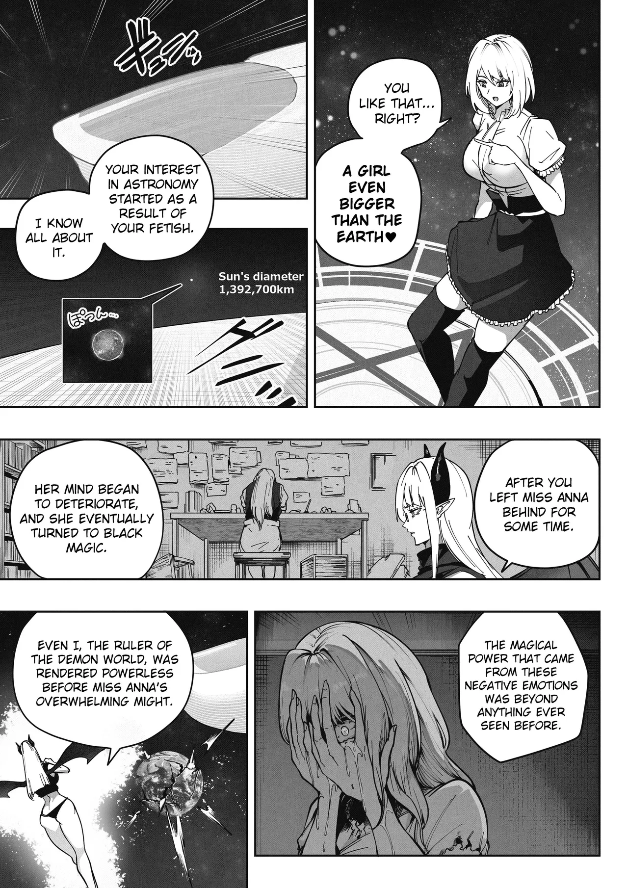 [Soryuu]Shinchou 1680-oku km no Joshi ga Tatta 1-man km Shika Nai Chikyuu o Asobubu | A 168 Billion km Tall Girl Toys with the Mere 10,000 km Earth[English] Page 13