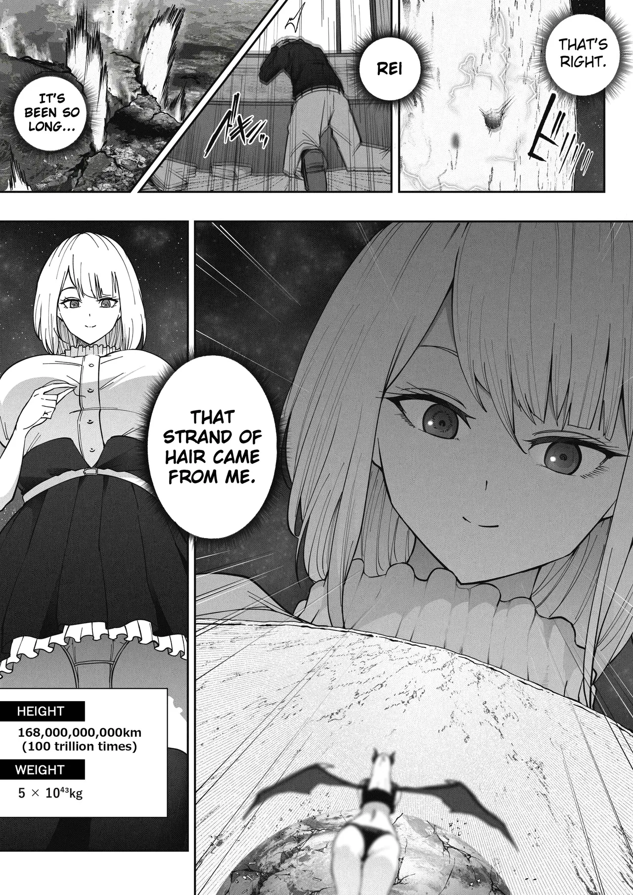 [Soryuu]Shinchou 1680-oku km no Joshi ga Tatta 1-man km Shika Nai Chikyuu o Asobubu | A 168 Billion km Tall Girl Toys with the Mere 10,000 km Earth[English] Page 9